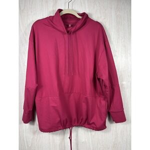 MTA Sport Women’s 1X Cowl Neck Hoodie‎ Pullover Raspberry Pink Athleisure Cozy